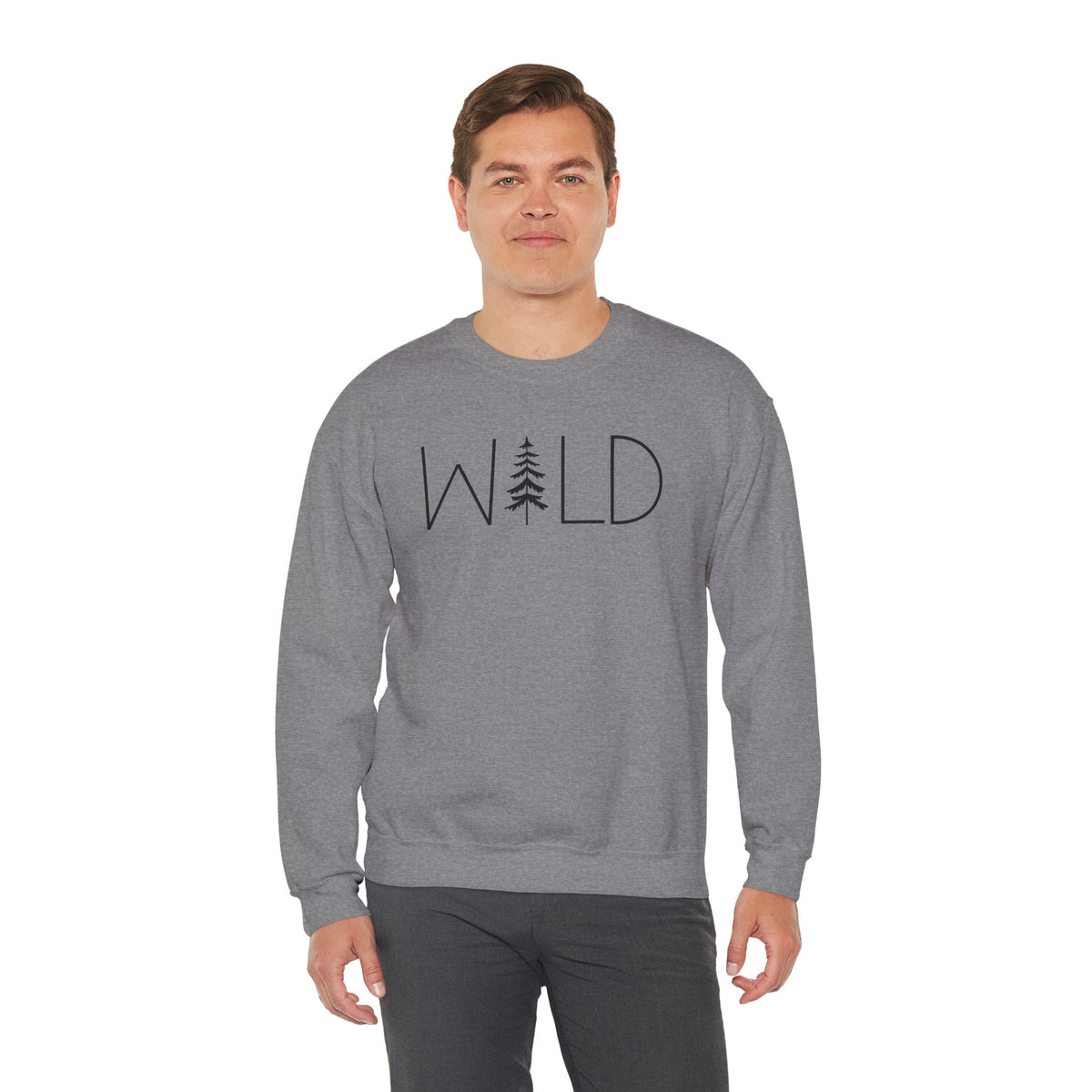 Wild Graphic, Nature, Pine Tree, Adventure – Gildan Heavy Blend | Trendy Women’s and Men's Soft Sweatshirt. Direct to Garment. Printed & Shipped in the USA. Unisex Sizes.