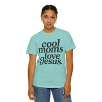 Cool Moms Love Jesus, Vintage - Comfort Colors | Trendy Women's T-Shirt. Direct to Garment. Printed & Shipped in the USA. Unisex Sizes.