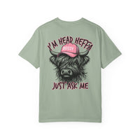 Head Heffa Highland Cow, Front & Back Print - Comfort Colors | Trendy Women's T-Shirt. Direct to Garment. Printed & Shipped in the USA. Unisex Sizes.