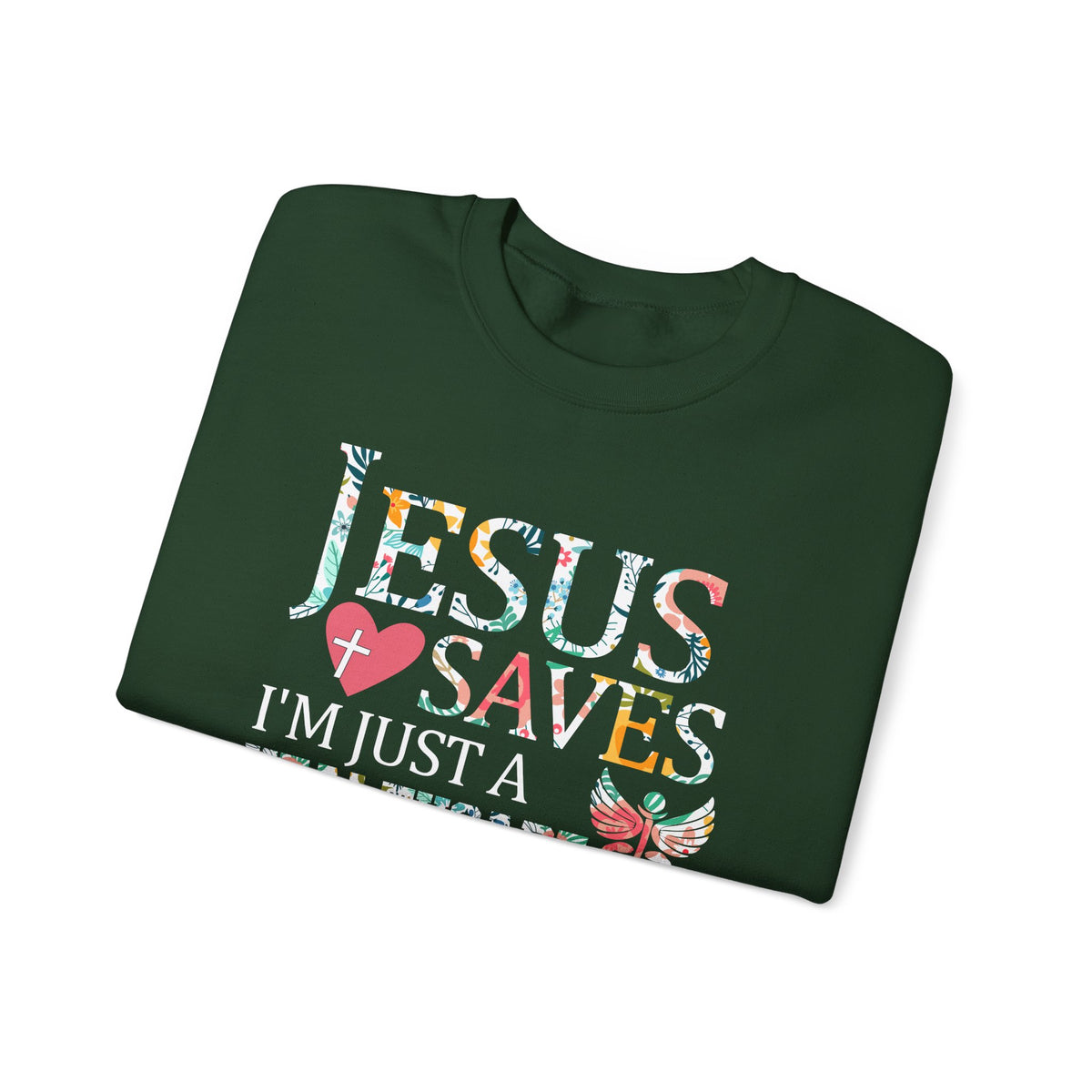 Jesus Saves - Healthcare Worker Lending My Hand – Gildan Heavy Blend | Trendy Women’s Soft Sweatshirt. Direct to Garment. Printed & Shipped in the USA. Unisex Sizes.