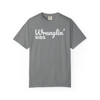 Wranglin' Kids Funny Mom Dad   - Comfort Colors | Trendy Women's and Men's T-Shirt. Direct to Garment. Printed & Shipped in the USA. Unisex Sizes.