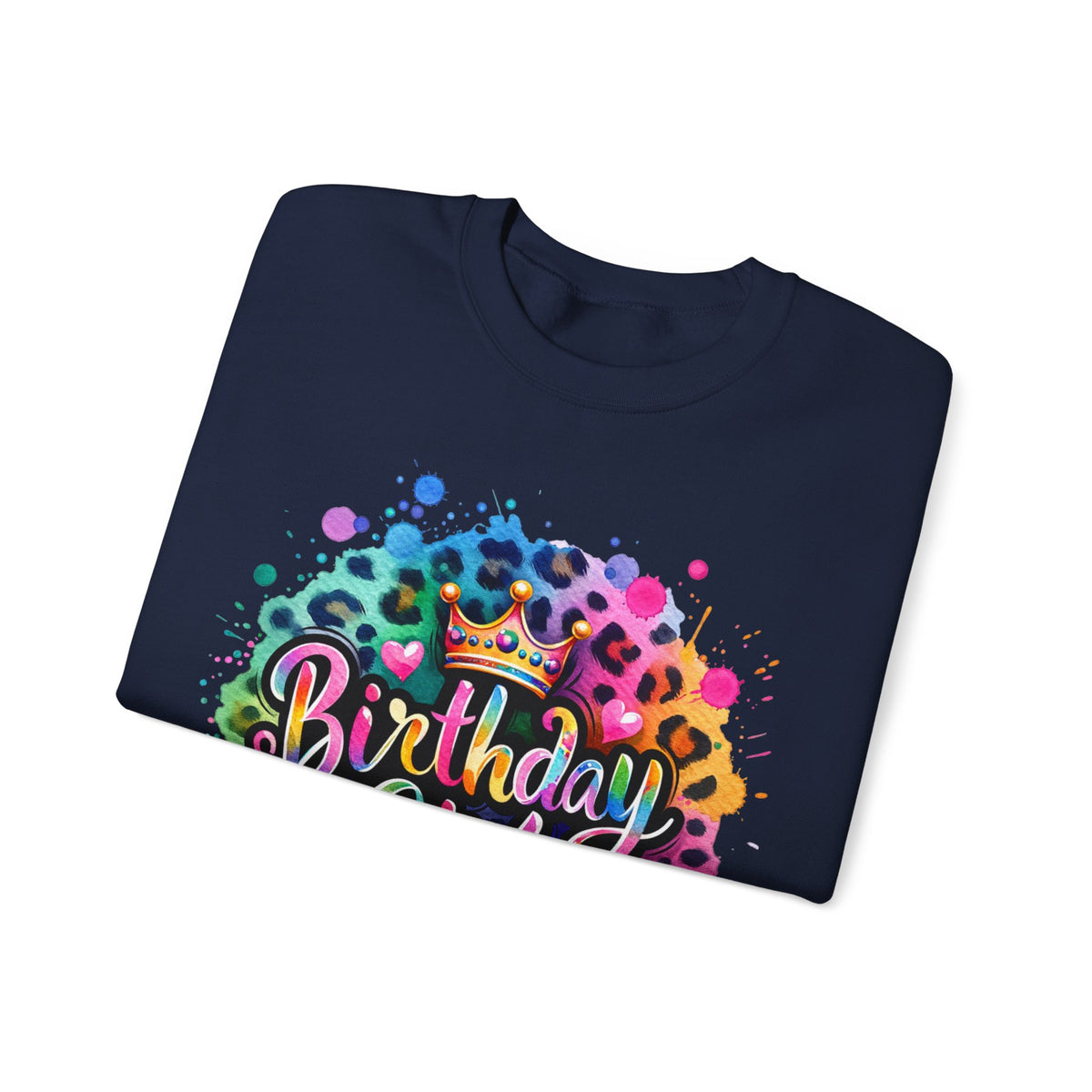 Birthday Girl, Neon Leopard – Gildan Heavy Blend | Trendy Women’s Soft Sweatshirt. Direct to Garment. Printed & Shipped in the USA. Unisex Sizes.