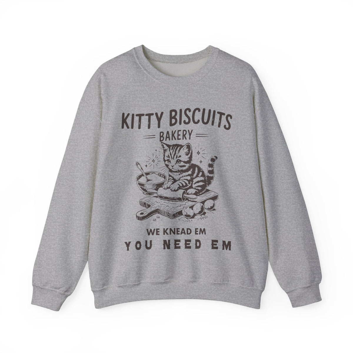 Kitty Biscuits Bakery – Gildan Heavy Blend | Trendy Women’s and Men's Soft Sweatshirt. Direct to Garment. Printed & Shipped in the USA. Unisex Sizes.