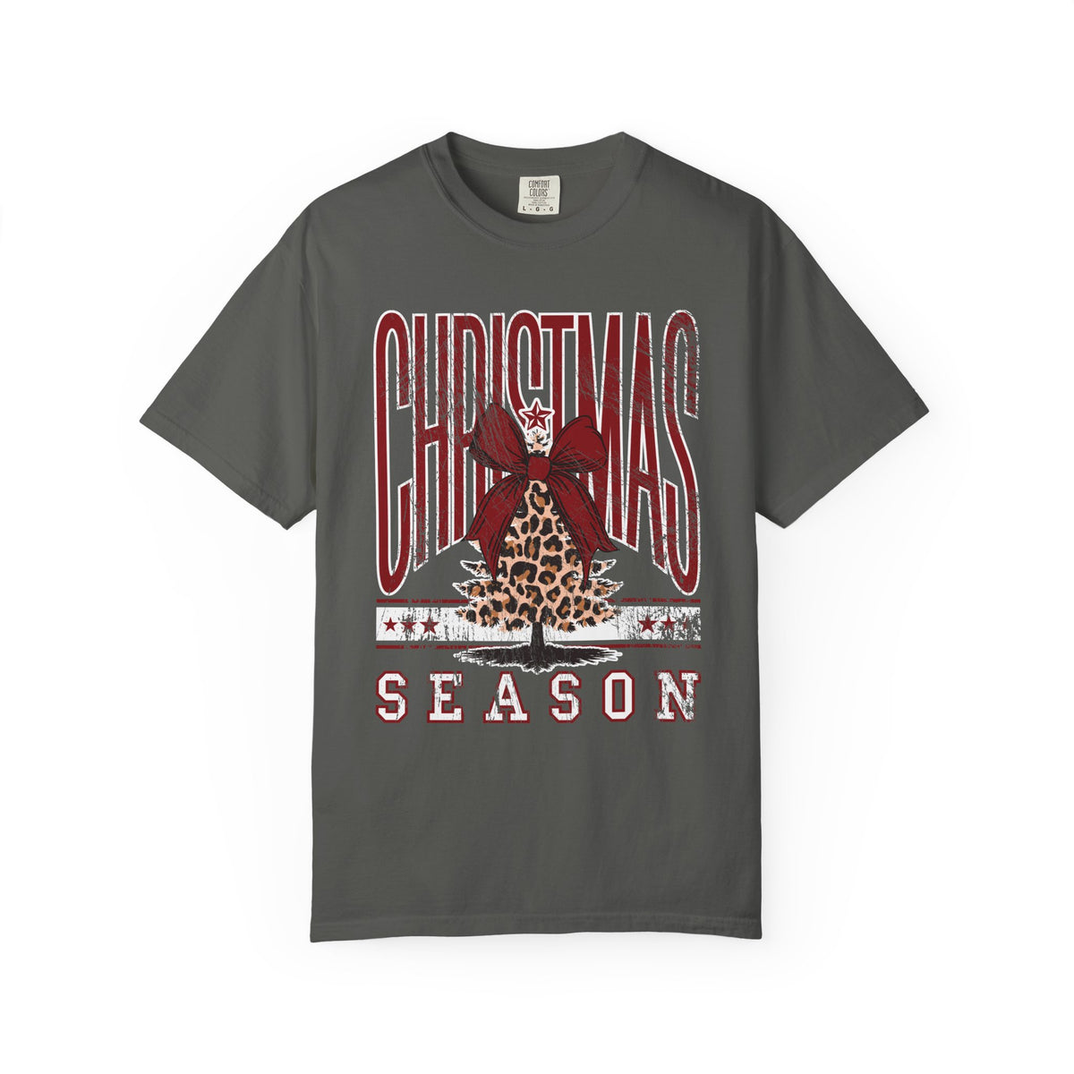 Christmas Season Leopard Tree  - Comfort Colors | Trendy Women's T-Shirt. Direct to Garment. Printed & Shipped in the USA. Unisex Sizes.