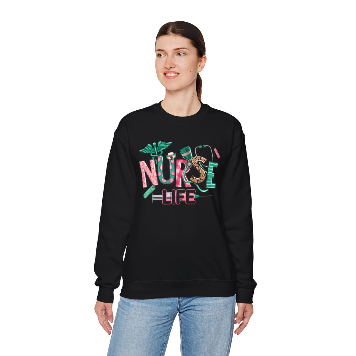 Nurse Life Cute Preppy Healthcare – Gildan Heavy Blend | Trendy Women’s Soft Sweatshirt. Direct to Garment. Printed & Shipped in the USA. Unisex Sizes.