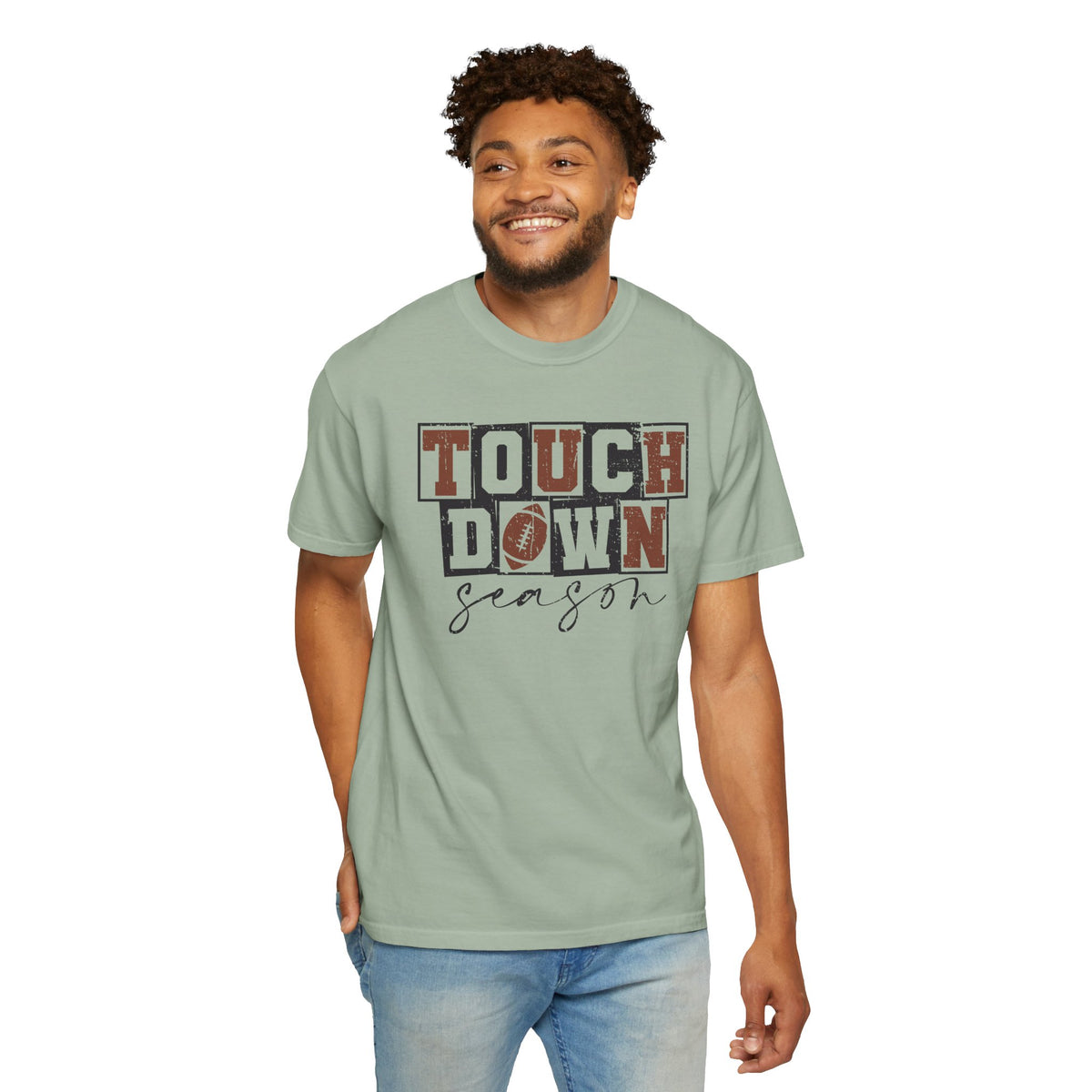 Touchdown Season - Distressed - Comfort Colors | Trendy Men's and Women's T-Shirt. Direct to Garment. Printed & Shipped in the USA. Unisex Sizes.