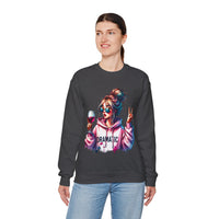 Dramatic Girl With Wine Messy Bun Peace Sign – Gildan Heavy Blend | Trendy Women’s Soft Sweatshirt. Direct to Garment. Printed & Shipped in the USA. Unisex Sizes.