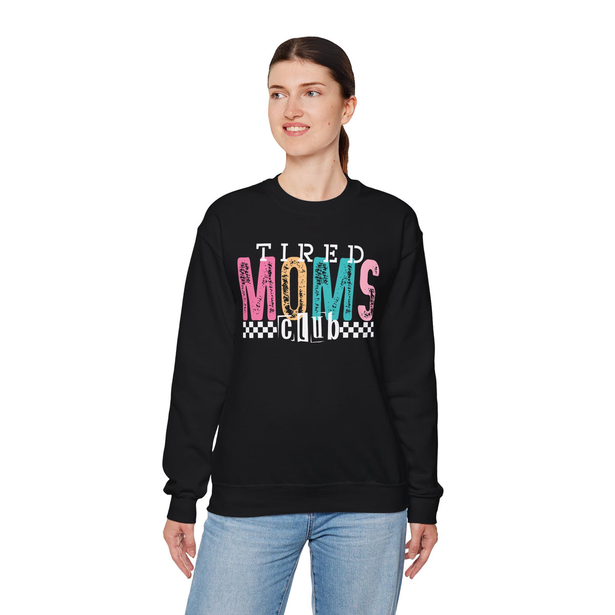 Tired Moms Club Pastel – Gildan Heavy Blend | Trendy Women’s Soft Sweatshirt. Direct to Garment. Printed & Shipped in the USA. Unisex Sizes.