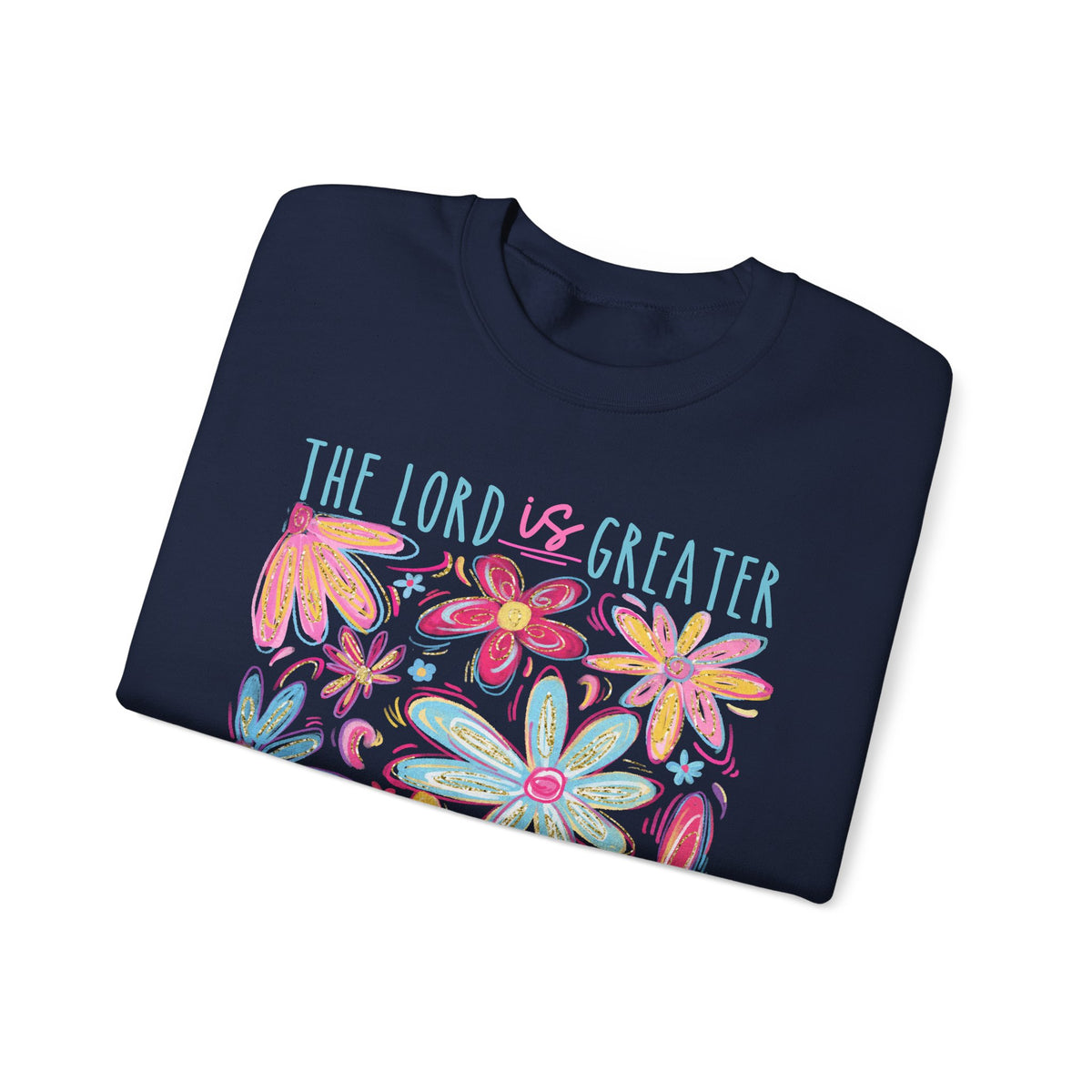 The Lord Is Greater Than The Giants You Face – Gildan Heavy Blend | Trendy Women’s Soft Sweatshirt. Direct to Garment. Printed & Shipped in the USA. Unisex Sizes.