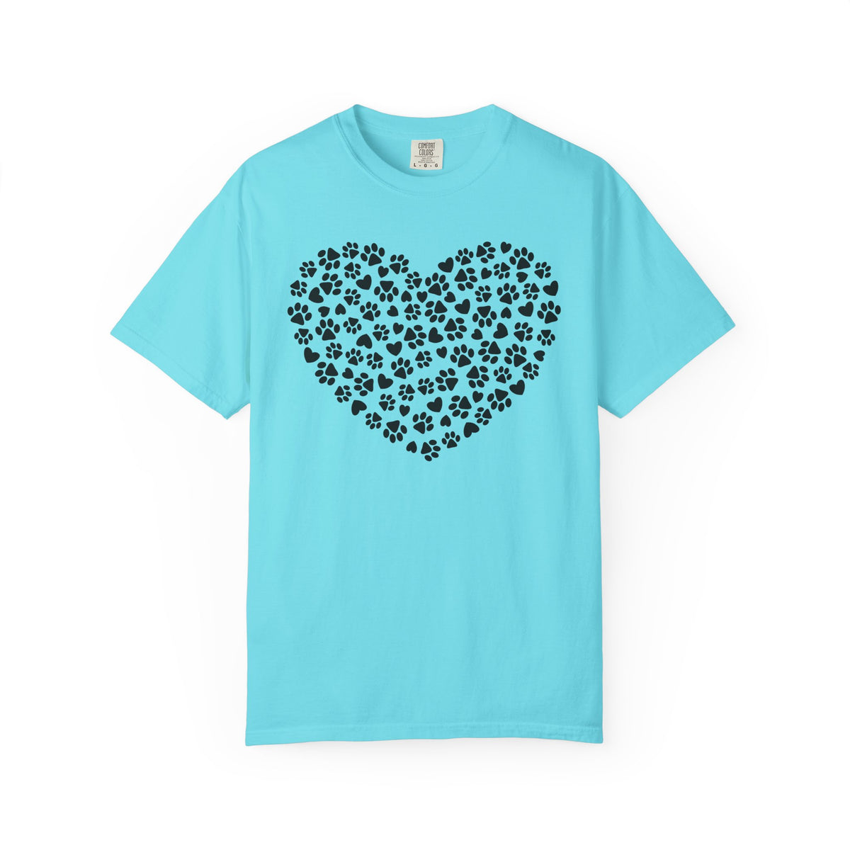 Dog Paw Heart - Comfort Colors | Trendy Women's T-Shirt. Direct to Garment. Printed & Shipped in the USA. Unisex Sizes.