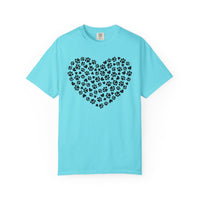 Dog Paw Heart - Comfort Colors | Trendy Women's T-Shirt. Direct to Garment. Printed & Shipped in the USA. Unisex Sizes.
