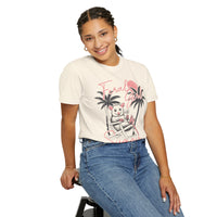 Feral Girl Summer, Possum on a Beach - Comfort Colors | Trendy Women's T-Shirt. Direct to Garment. Printed & Shipped in the USA. Unisex Sizes.