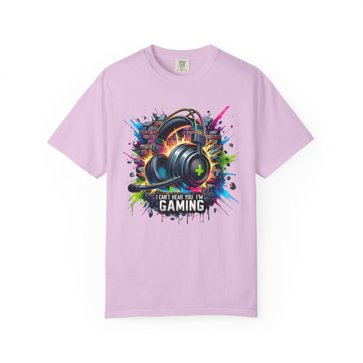 Gaming Headset I Can't Hear You, I'm Gaming - Comfort Colors | Trendy Men's And Women's T-Shirt. Direct to Garment. Printed & Shipped in the USA. Unisex Sizes.