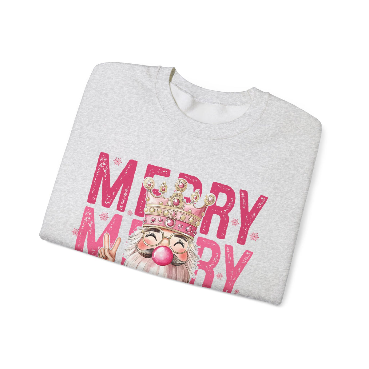 Merry Christmas - Cute Pink Bubblegum Nutcracker – Gildan Heavy Blend | Trendy Women’s Soft Sweatshirt. Direct to Garment. Printed & Shipped in the USA. Unisex Sizes.