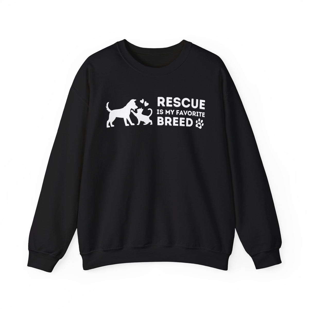 Rescue Is My Favorite Breed *This Shirt Saves Lives* – Gildan Heavy Blend | Trendy Men's and Women’s Soft Sweatshirt. Direct to Garment. Printed & Shipped in the USA. Unisex Sizes.