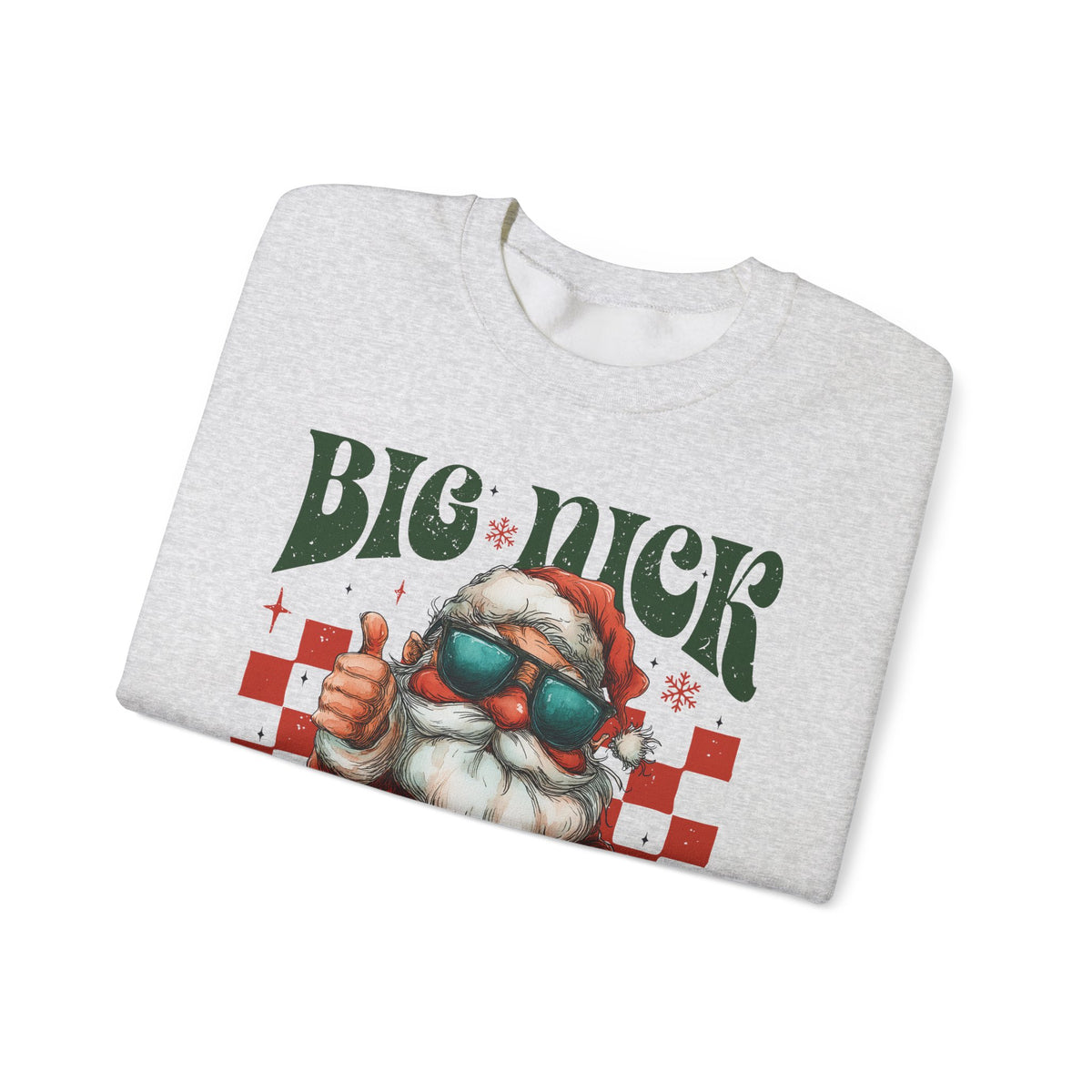 Big Nick Energy - Retro Santa Thumbs Up – Gildan Heavy Blend | Trendy Men's and Women’s Soft Sweatshirt. Direct to Garment. Printed & Shipped in the USA. Unisex Sizes.