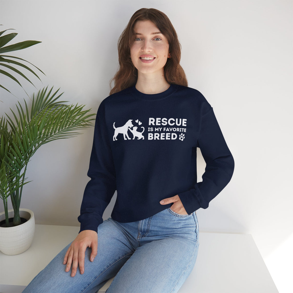 Rescue Is My Favorite Breed *This Shirt Saves Lives* – Gildan Heavy Blend | Trendy Men's and Women’s Soft Sweatshirt. Direct to Garment. Printed & Shipped in the USA. Unisex Sizes.