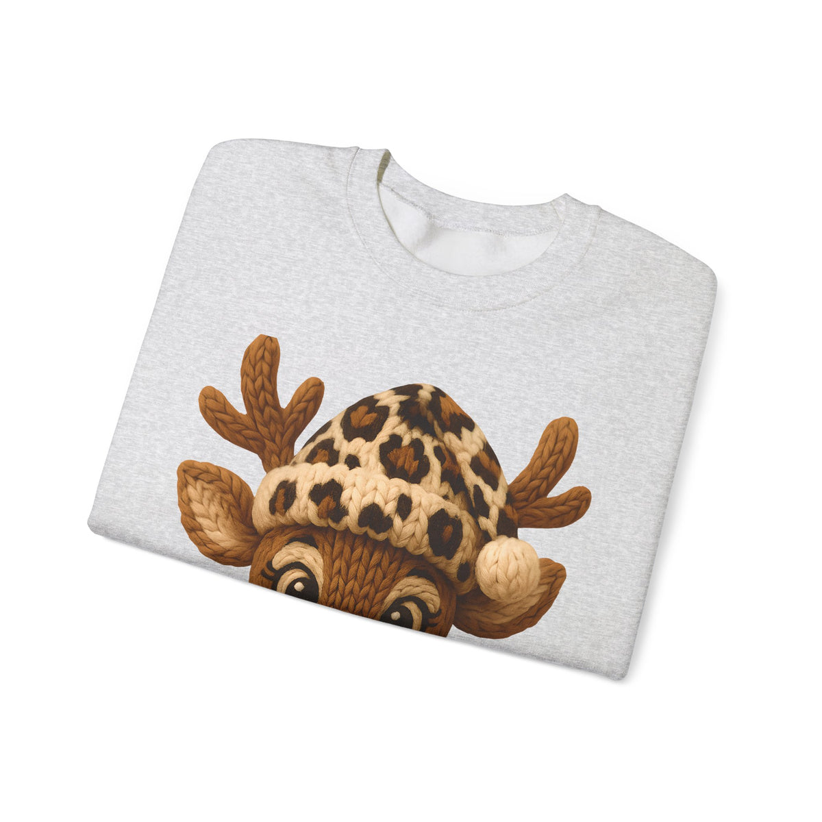 Rudolph Reindeer Leopard Santa Hat Christmas – Gildan Heavy Blend | Trendy Women’s Soft Sweatshirt. Direct to Garment. Printed & Shipped in the USA. Unisex Sizes.