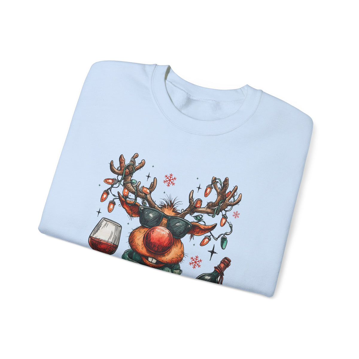 Merry & Mischievous Reindeer – Gildan Heavy Blend | Trendy Women’s and Men's Soft Sweatshirt. Direct to Garment. Printed & Shipped in the USA. Unisex Sizes.