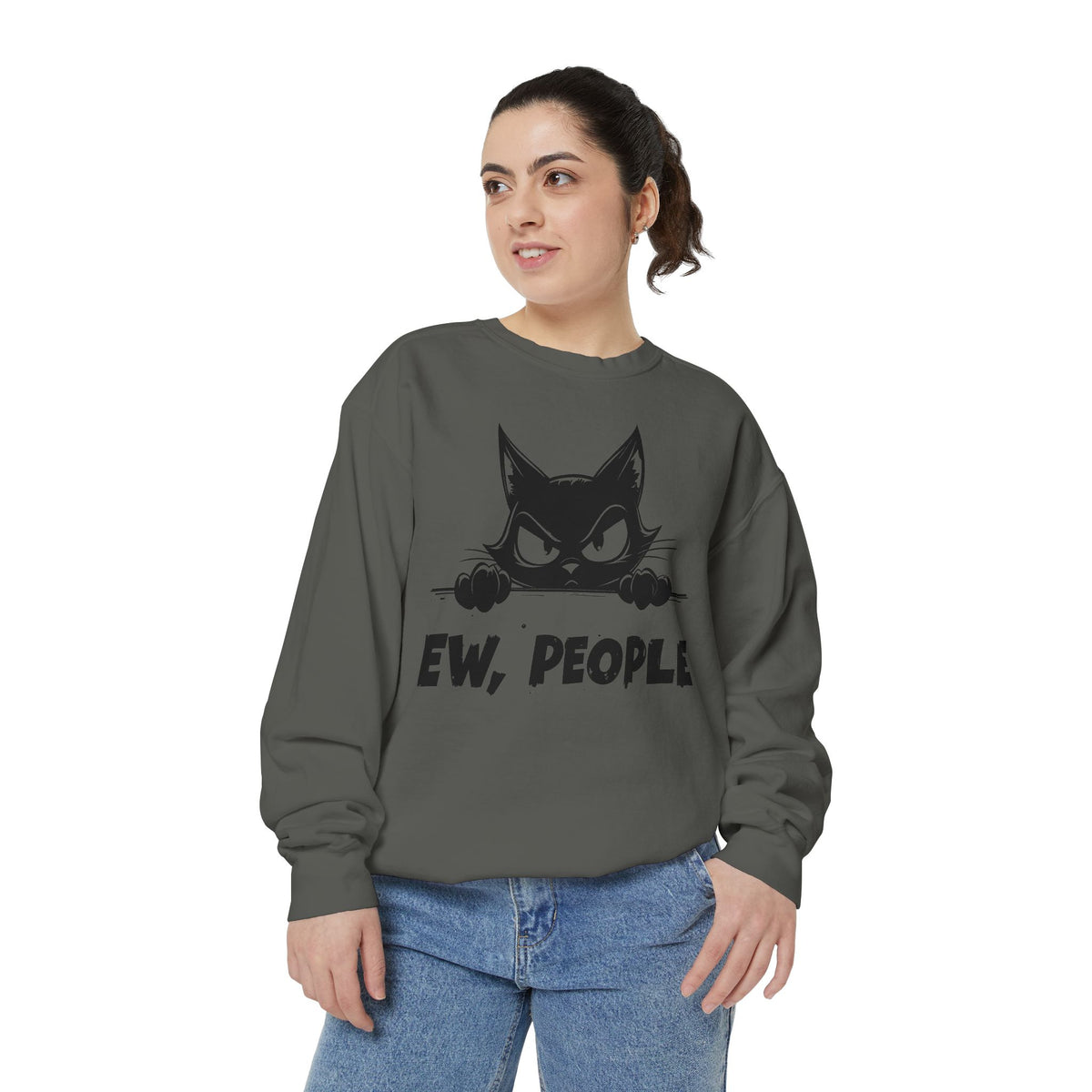 Ew People, Grumpy Cat - Comfort Colors | Trendy Women's and Men's Sweatshirt. Direct to Garment. Printed & Shipped in the USA. Unisex Sizes.