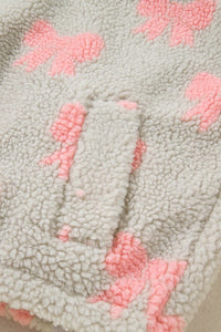 Gray Quarter Zip Pullover w/Pink Bows and Accents