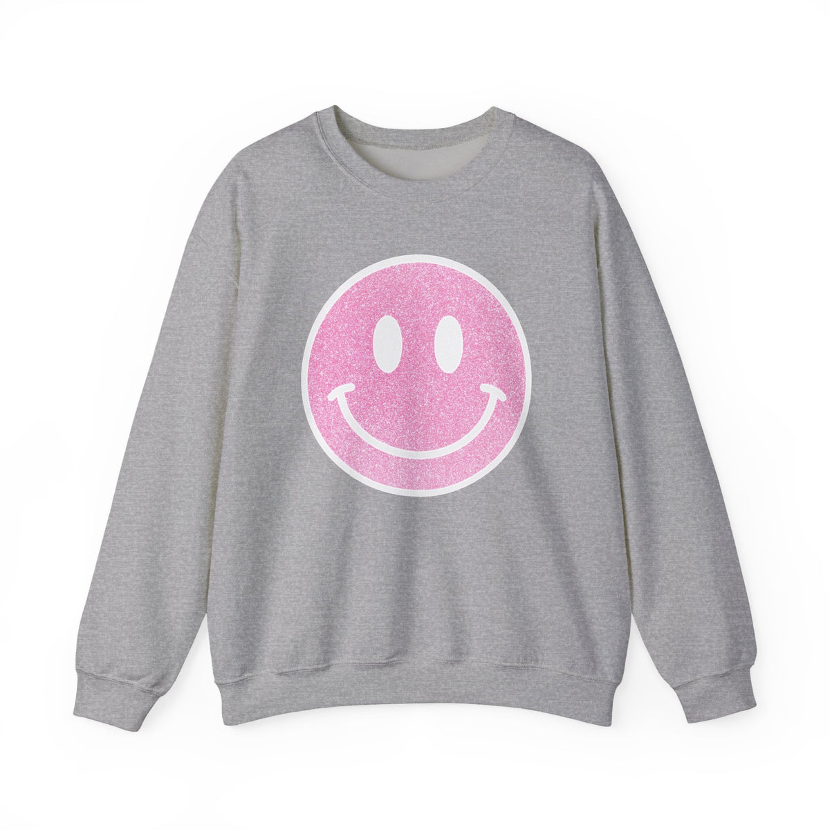 Glitter Smiley – Gildan Heavy Blend | Trendy Women’s Soft Sweatshirt. Direct to Garment. Printed & Shipped in the USA. Unisex Sizes.