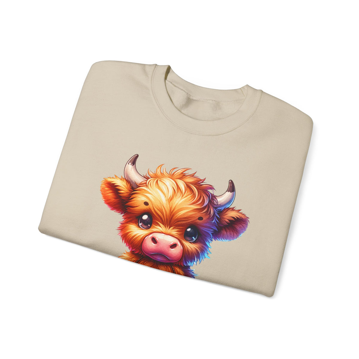 Sugar Addict Highland Cow – Gildan Heavy Blend | Trendy Women’s Soft Sweatshirt. Direct to Garment. Printed & Shipped in the USA. Unisex Sizes.