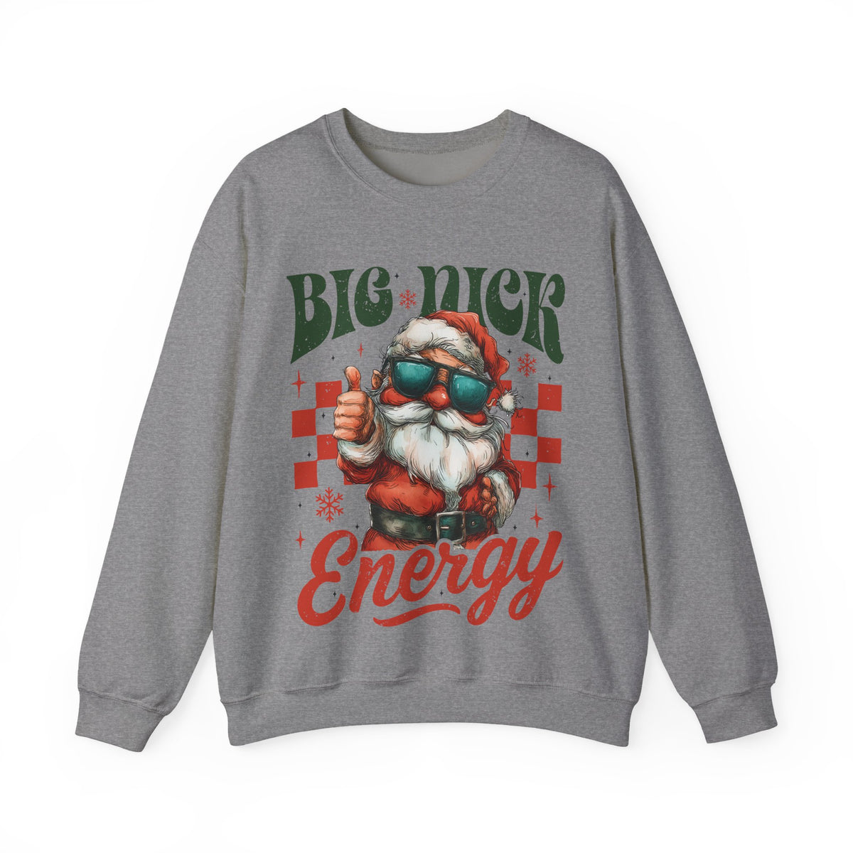Big Nick Energy - Retro Santa Thumbs Up – Gildan Heavy Blend | Trendy Men's and Women’s Soft Sweatshirt. Direct to Garment. Printed & Shipped in the USA. Unisex Sizes.