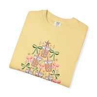 Merry and Caffeinated Iced Coffee Christmas Tree - Comfort Colors | Trendy Women's T-Shirt. Direct to Garment. Printed & Shipped in the USA. Unisex Sizes.