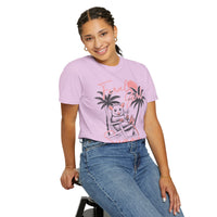 Feral Girl Summer, Possum on a Beach - Comfort Colors | Trendy Women's T-Shirt. Direct to Garment. Printed & Shipped in the USA. Unisex Sizes.