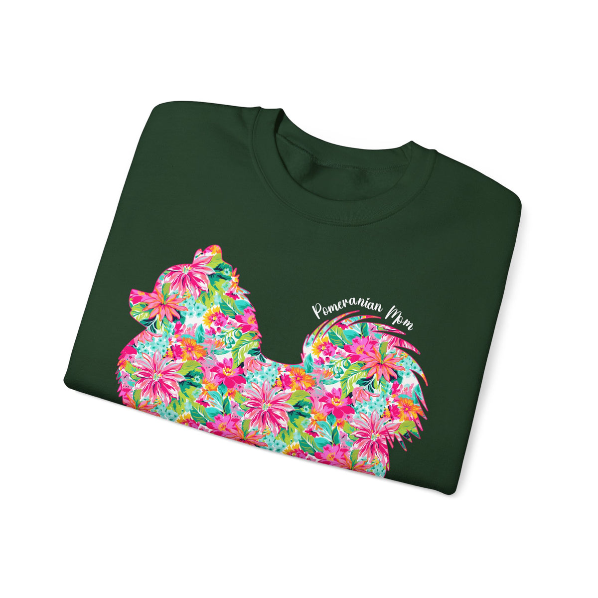 Pomeranian Mom, Floral – Gildan Heavy Blend | Trendy Women’s Soft Sweatshirt. Direct to Garment. Printed & Shipped in the USA. Unisex Sizes.