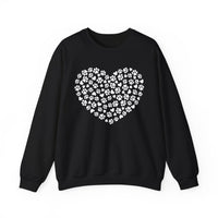 Dog Paw Heart – Gildan Heavy Blend | Trendy Women’s Soft Sweatshirt. Direct to Garment. Printed & Shipped in the USA. Unisex Sizes.