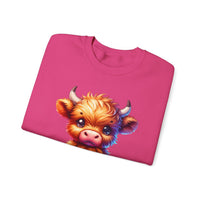 Sugar Addict Highland Cow – Gildan Heavy Blend | Trendy Women’s Soft Sweatshirt. Direct to Garment. Printed & Shipped in the USA. Unisex Sizes.