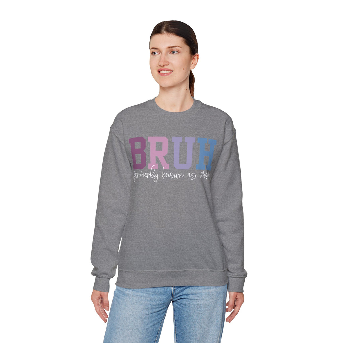 BRUH Formerly Known As Mom – Gildan Heavy Blend | Trendy Women’s Soft Sweatshirt. Direct to Garment. Printed & Shipped in the USA. Unisex Sizes.