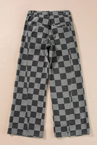 Gretchen Grey & Black Checkered Denim Jeans