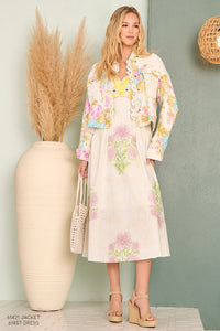 Bright Yellow Floral 100% Cotton and Lace Lightweight Jacket