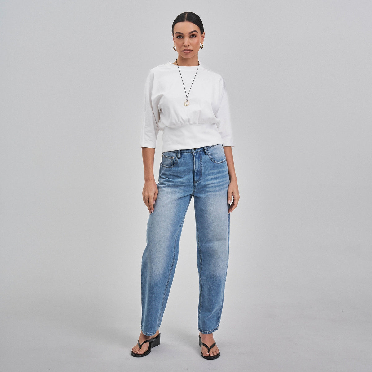 Jaclyn (Ivory) 3/4 Sleeve 94% Cotton Top