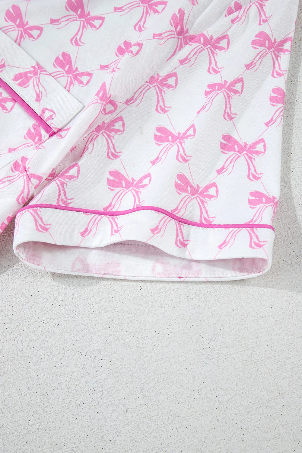Millie Pink and White Bow Ruffled Shorts 2pc Pajama Set