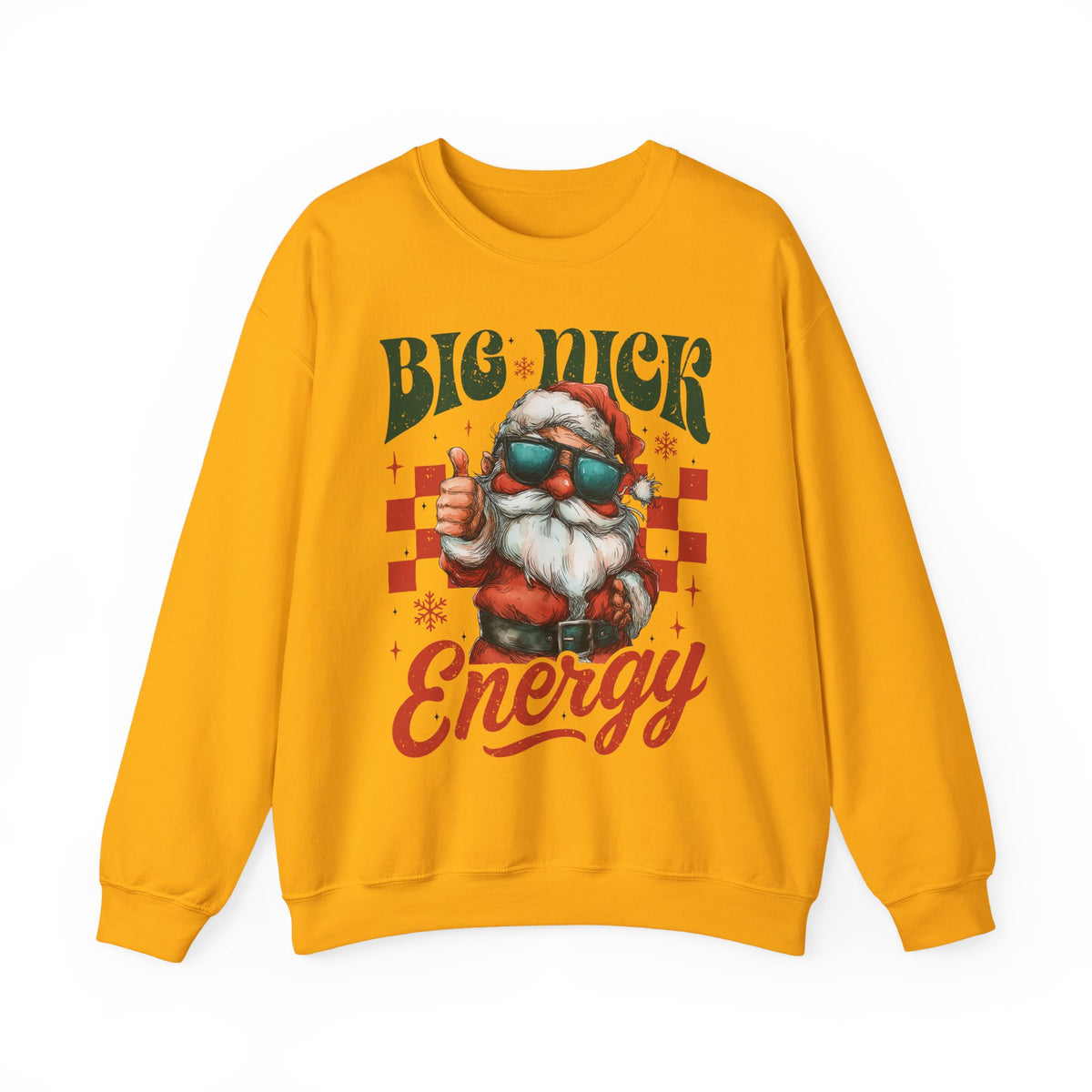 Big Nick Energy - Retro Santa Thumbs Up – Gildan Heavy Blend | Trendy Men's and Women’s Soft Sweatshirt. Direct to Garment. Printed & Shipped in the USA. Unisex Sizes.