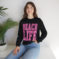 Beach Life – Gildan Heavy Blend | Trendy Men's & Women’s Soft Sweatshirt. Direct to Garment. Printed & Shipped in the USA. Unisex Sizes.