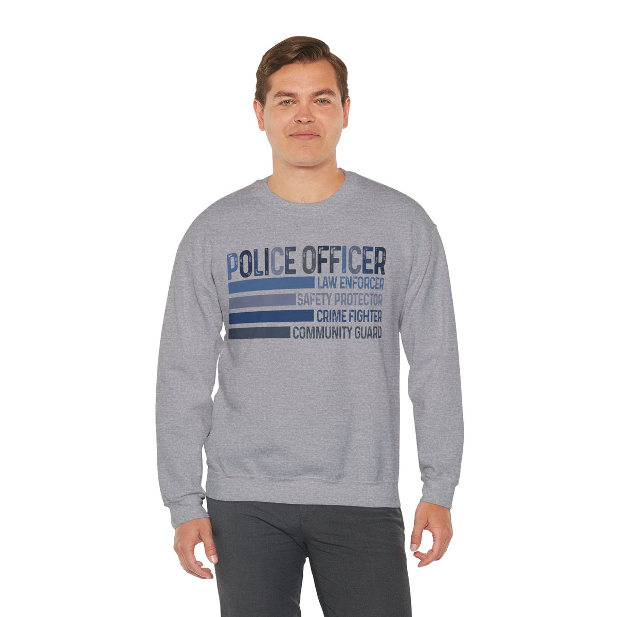 Police Officer - Description – Gildan Heavy Blend | Trendy Men's and Women’s Soft Sweatshirt. Direct to Garment. Printed & Shipped in the USA. Unisex Sizes.