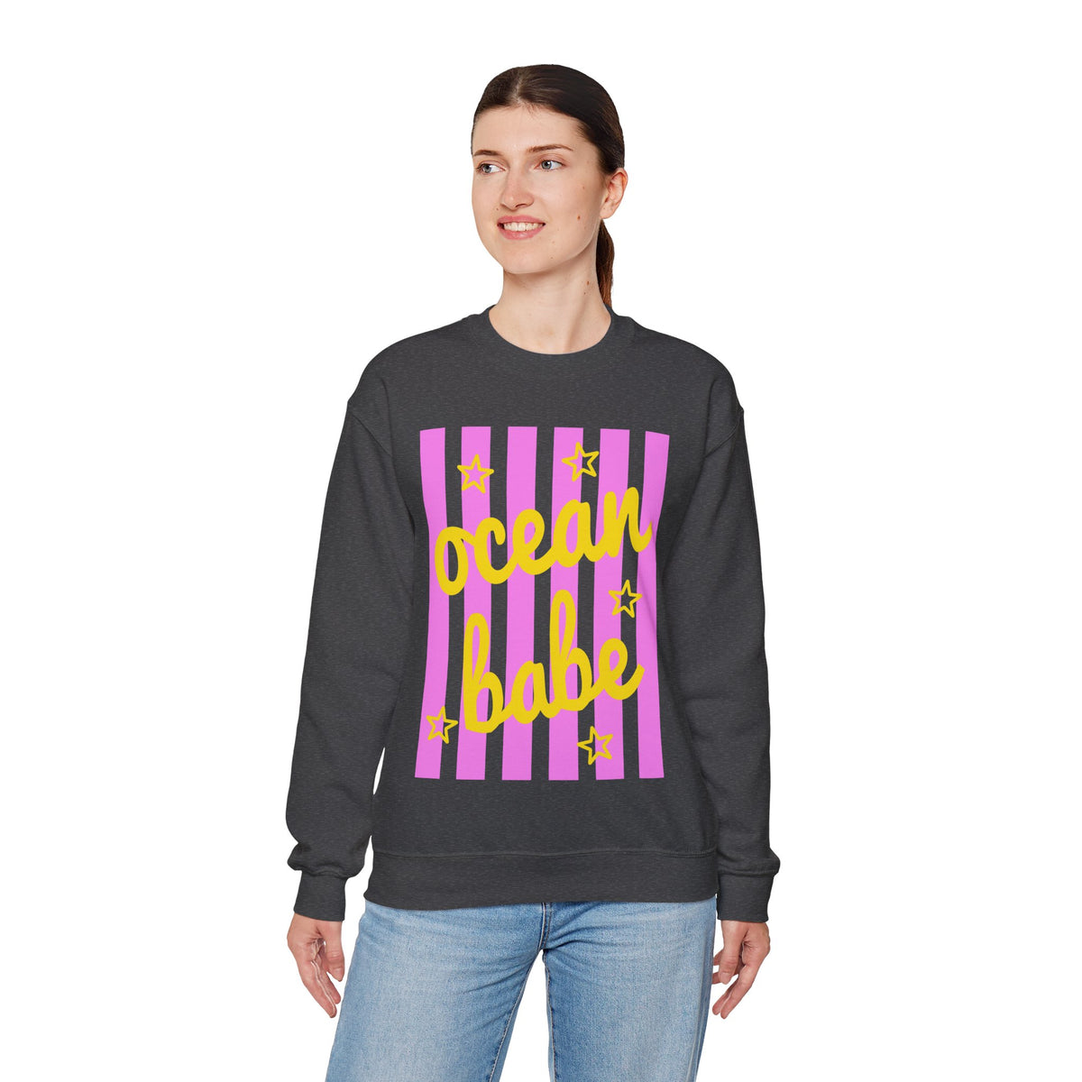 Ocean Babe – Gildan Heavy Blend | Trendy Women’s Soft Sweatshirt. Direct to Garment. Printed & Shipped in the USA. Unisex Sizes.