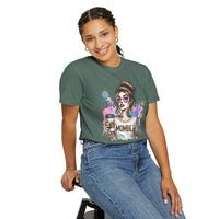 Cool Mombie with Coffee Peace Tattoo - Comfort Colors | Trendy Women's T-Shirt. Direct to Garment. Printed & Shipped in the USA. Unisex Sizes.