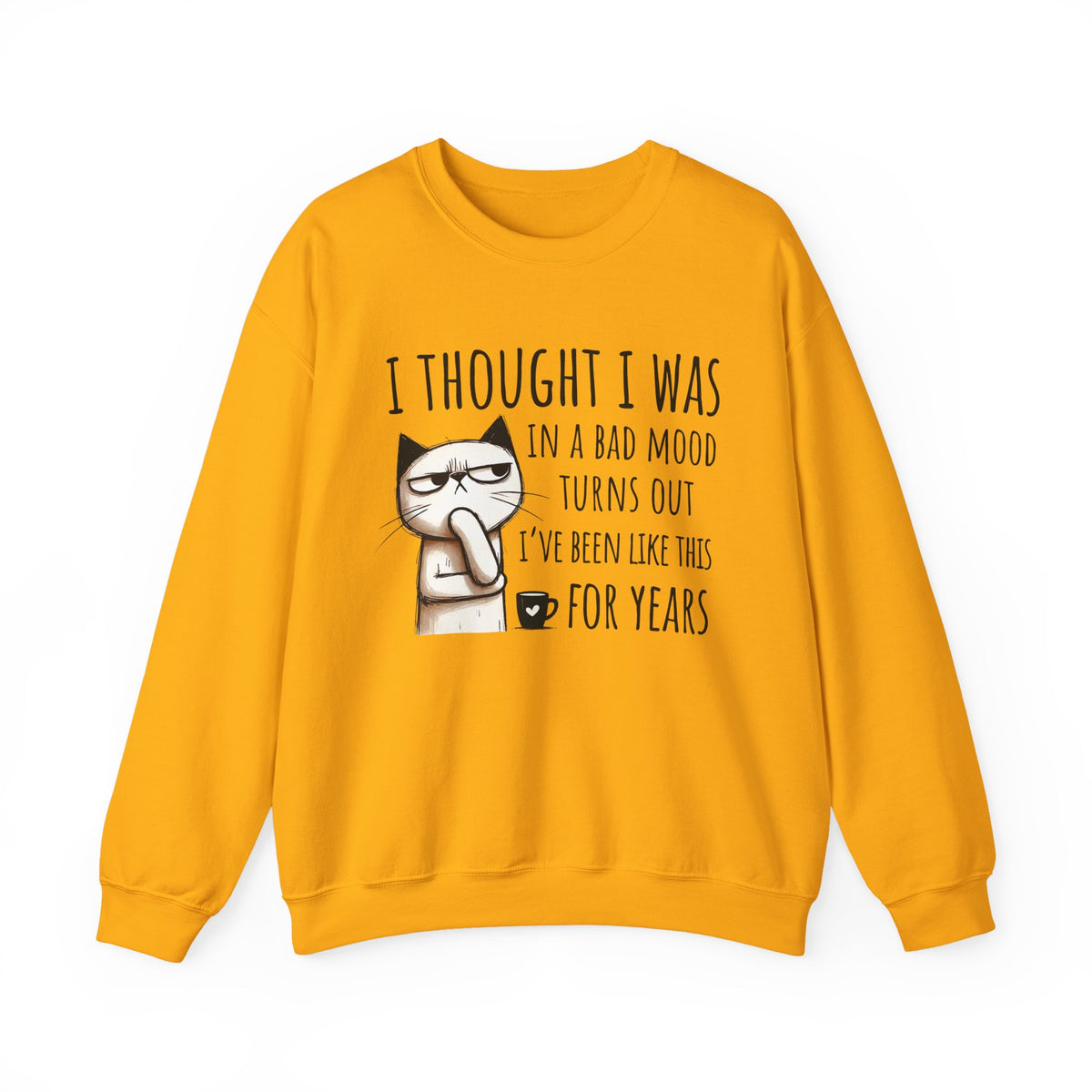 I Thought I Was In A Bad Mood, Grumpy Cat – Gildan Heavy Blend | Trendy Men's and Women’s Soft Sweatshirt. Direct to Garment. Printed & Shipped in the USA. Unisex Sizes.