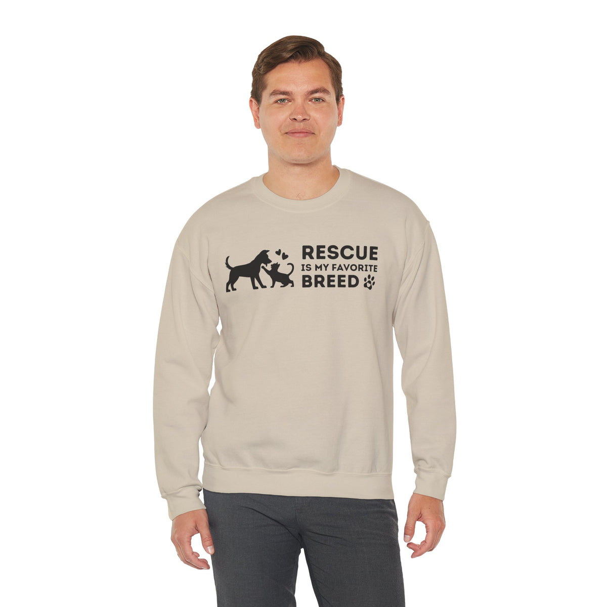 Rescue Is My Favorite Breed *This Shirt Saves Lives* – Gildan Heavy Blend | Trendy Men's and Women’s Soft Sweatshirt. Direct to Garment. Printed & Shipped in the USA. Unisex Sizes.