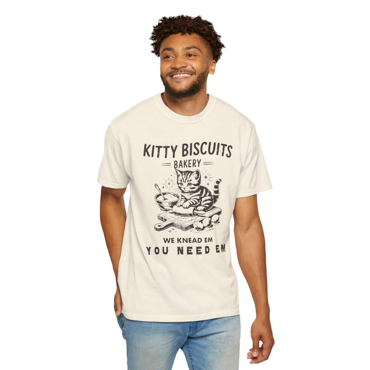Kitty Biscuits Bakery - Comfort Colors | Trendy Women's and Men's T-Shirt. Direct to Garment. Printed & Shipped in the USA. Unisex Sizes.