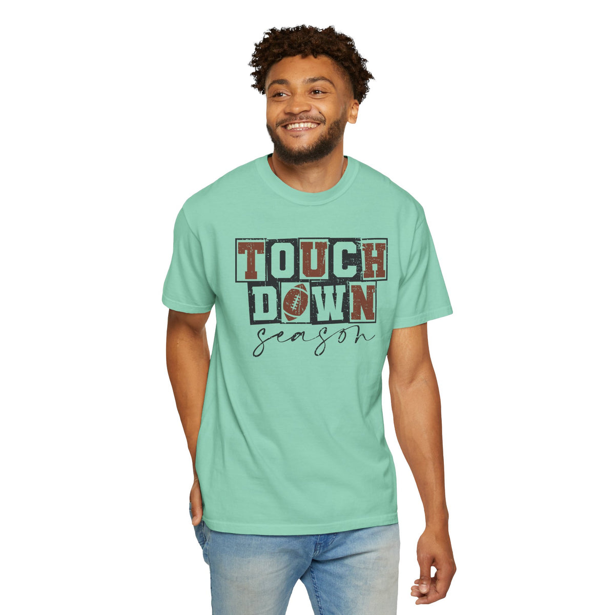 Touchdown Season - Distressed - Comfort Colors | Trendy Men's and Women's T-Shirt. Direct to Garment. Printed & Shipped in the USA. Unisex Sizes.