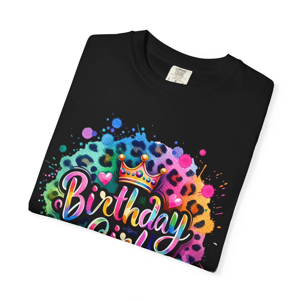 Birthday Girl, Neon Leopard - Comfort Colors | Trendy Women's T-Shirt. Direct to Garment. Printed & Shipped in the USA. Unisex Sizes.