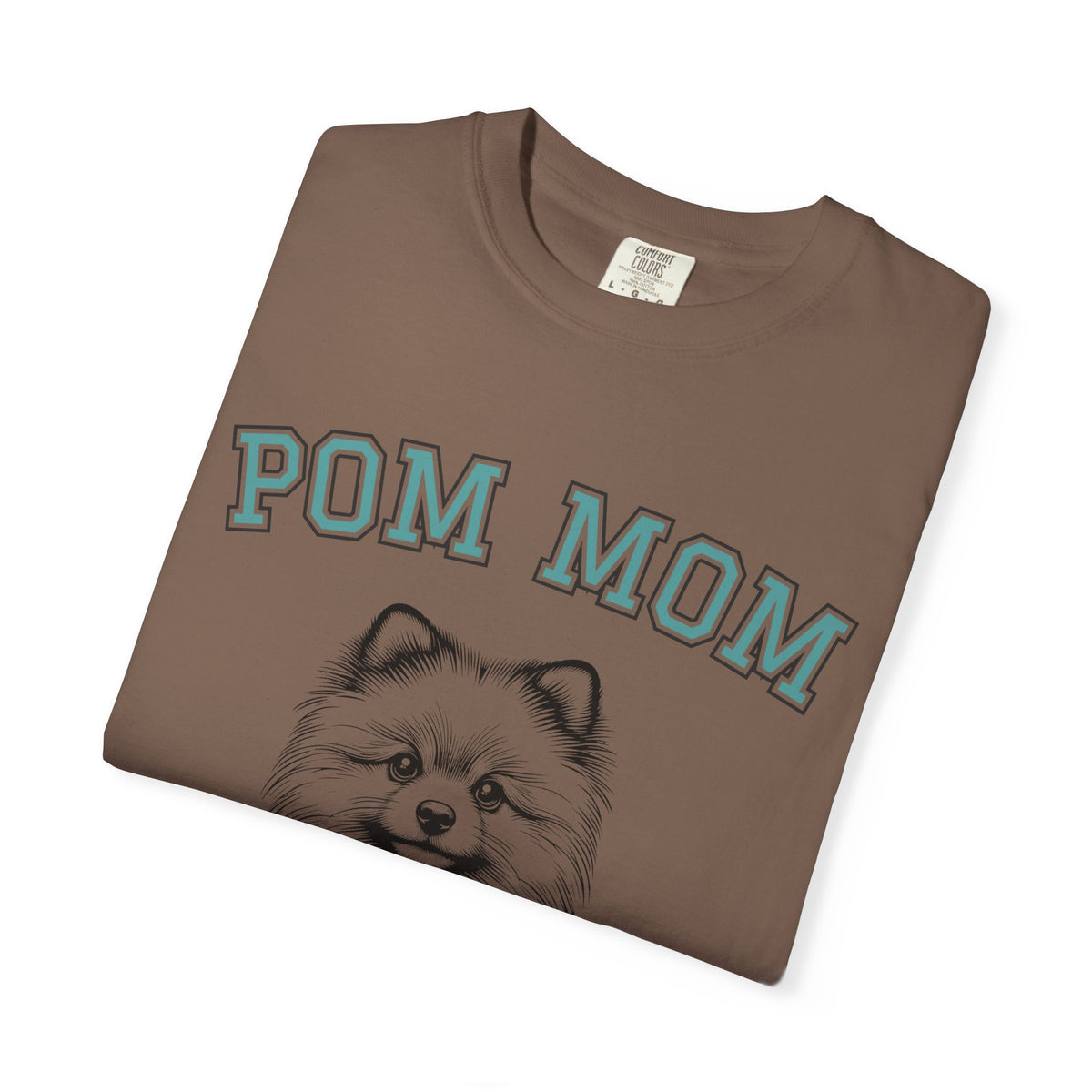 Pom Mom, Varsity - Comfort Colors | Trendy Women's T-Shirt. Direct to Garment. Printed & Shipped in the USA. Unisex Sizes.