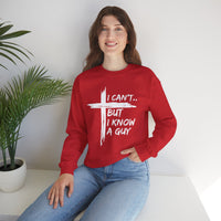 I Can't But I Know A Guy, Faith Cross Christian Jesus – Gildan Heavy Blend | Trendy Women’s and Men's Soft Sweatshirt. Direct to Garment. Printed & Shipped in the USA. Unisex Sizes.